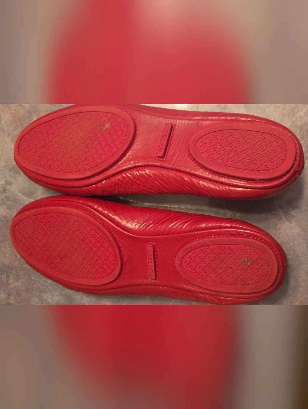 Tory Burch Red Leather Logo Ballet Flats